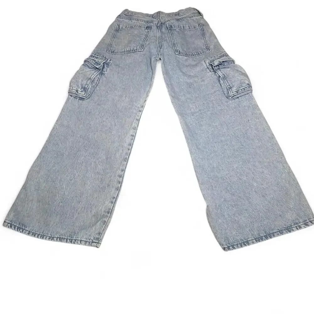 Light blue denim cargo jeans